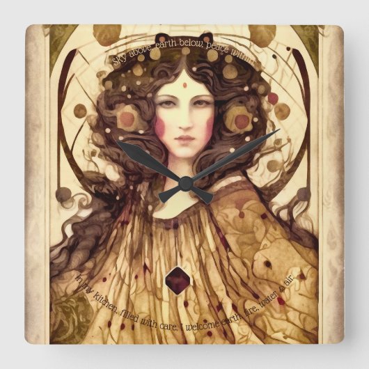 自分の魔女を作ビクトリアンる スクエア壁時計 (正面)