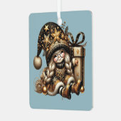 自分の魔法のクリスマスプレゼントを作成する メタルオーナメント (正面左)