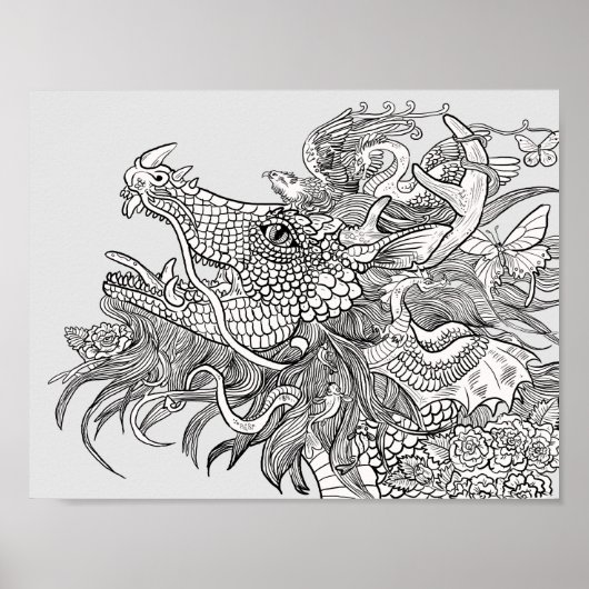 自分の魔法のドラゴンに色を付ける ポスター (正面)