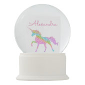 自分の魔法のユニコーンカラフルをパーソナライズ スノーグローブ (正面)