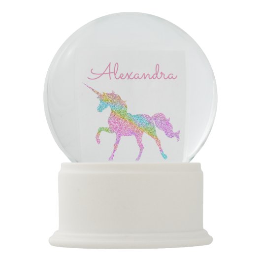自分の魔法のユニコーンカラフルをパーソナライズ スノーグローブ (正面)