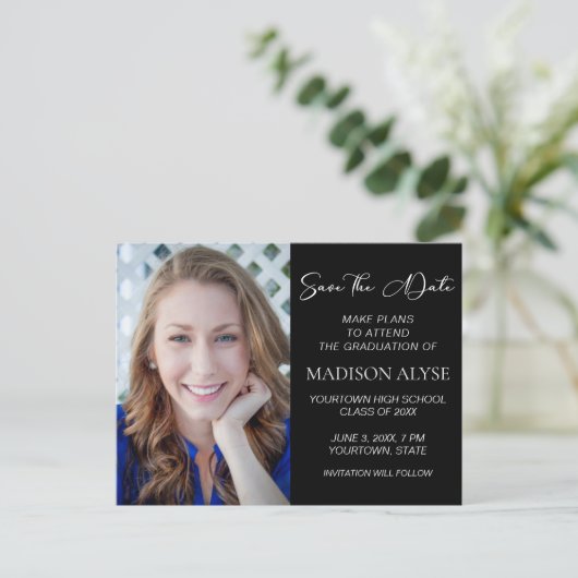 自分の黒い写真を作成救卒業日A 案内ポストカード (スタンド正面)