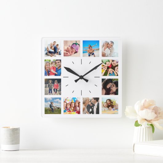 自分の12カスタムの写真集の思い出を作る スクエア壁時計 (ホーム)