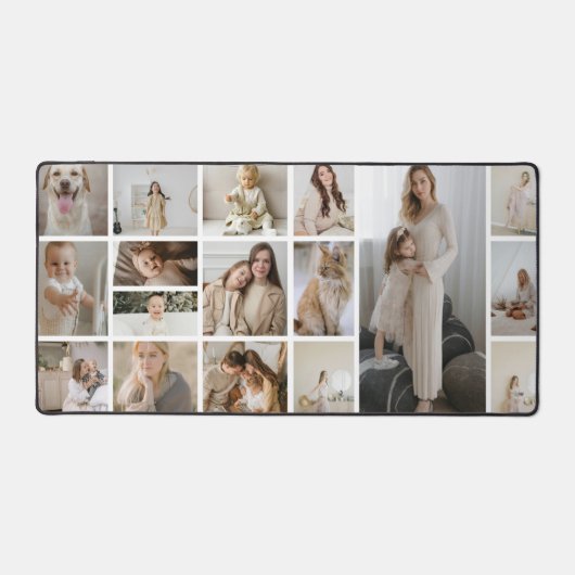 自分の17枚の写真をアップロードパーソナライズされた デスクマット (正面)