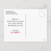 自分の2家族の写真を作成する赤いメリークリスマス シーズンポストカード (裏面)