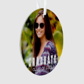 自分の2枚の写真を追加(1+1)卒業パーソナライズされた式 オーナメント (正面)