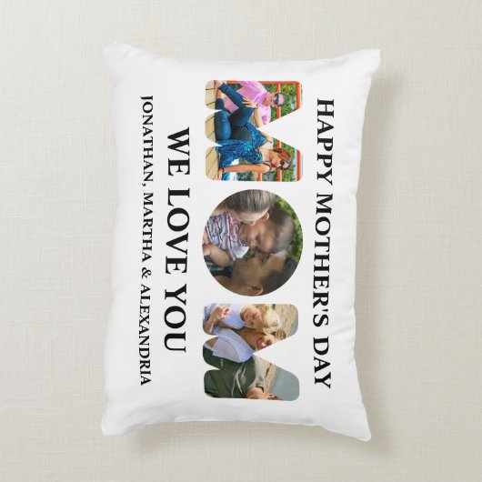 自分の3つの写真コラージュを作成Happy Mothers day アクセントクッション (裏面(縦))