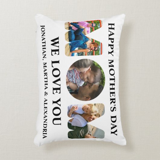 自分の3つの写真コラージュを作成Happy Mothers day アクセントクッション (正面(垂直))