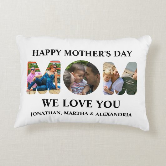 自分の3つの写真コラージュを作成Happy Mothers day アクセントクッション (裏面)