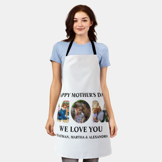 自分の3つの写真コラージュを作成Happy Mothers day エプロン (着用した状態)