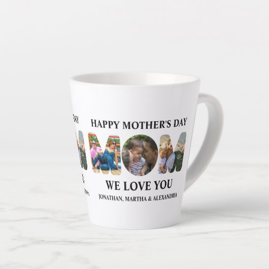 自分の3つの写真コラージュを作成Happy Mothers day カフェラテマグ (右アングル)