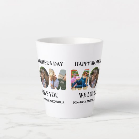 自分の3つの写真コラージュを作成Happy Mothers day カフェラテマグ (正面)