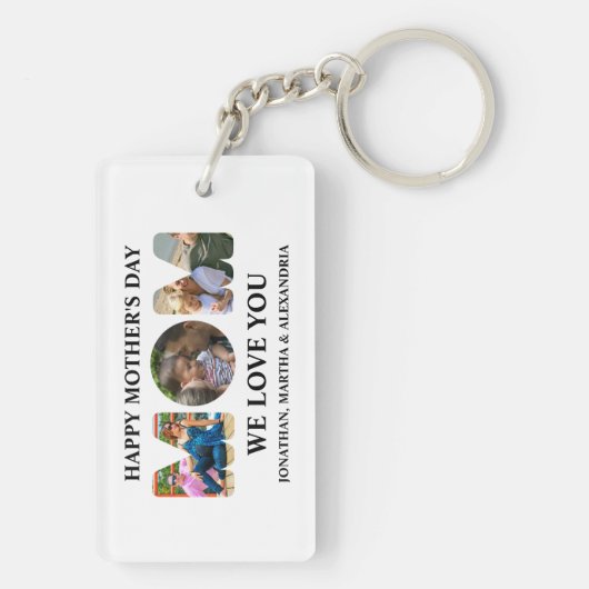 自分の3つの写真コラージュを作成Happy Mothers day キーホルダー (裏面)