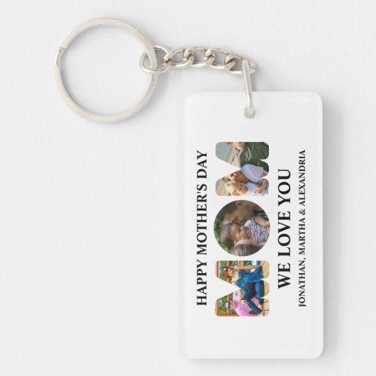 自分の3つの写真コラージュを作成Happy Mothers day キーホルダー (正面)