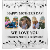 自分の3つの写真コラージュを作成Happy Mothers day シャワーカーテン (正面)