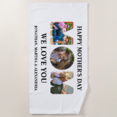 自分の3つの写真コラージュを作成Happy Mothers day ビーチタオル (正面)