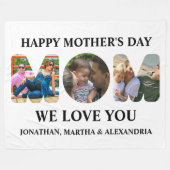 自分の3つの写真コラージュを作成Happy Mothers day フリースブランケット (正面(横))