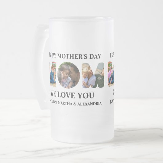 自分の3つの写真コラージュを作成Happy Mothers day フロストグラスビールジョッキ (正面左)