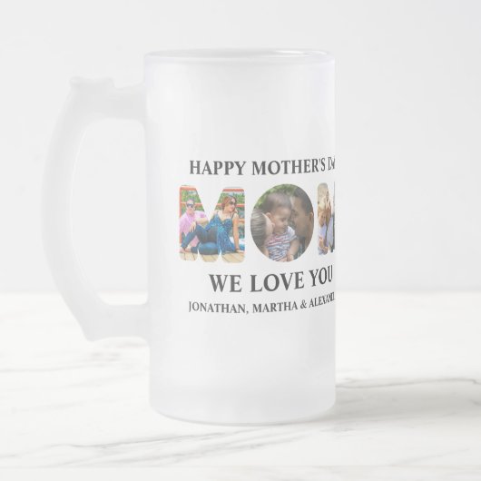 自分の3つの写真コラージュを作成Happy Mothers day フロストグラスビールジョッキ (左)