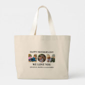 自分の3つの写真コラージュを作成Happy Mothers day ラージトートバッグ (裏面)