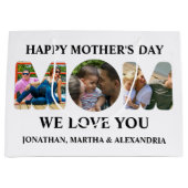 自分の3つの写真コラージュを作成Happy Mothers day ラージペーパーバッグ (正面)