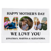 自分の3つの写真コラージュを作成Happy Mothers day ラージペーパーバッグ (裏面)