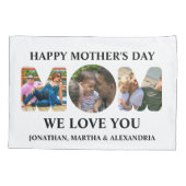 自分の3つの写真コラージュを作成Happy Mothers day 枕カバー (裏面)