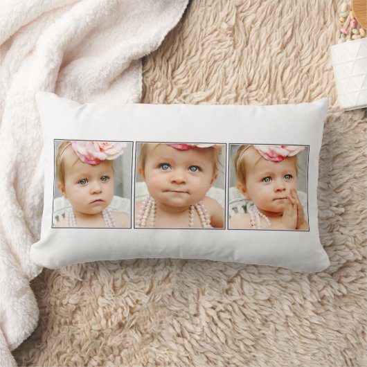 自分の3つの写真記念の娘の部屋を作成 ランバークッション (ブランケット)