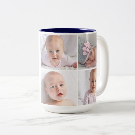 自分の4枚の写真を今まで最高のおばあちゃんに作成航海のする ツートーンマグカップ (正面右)