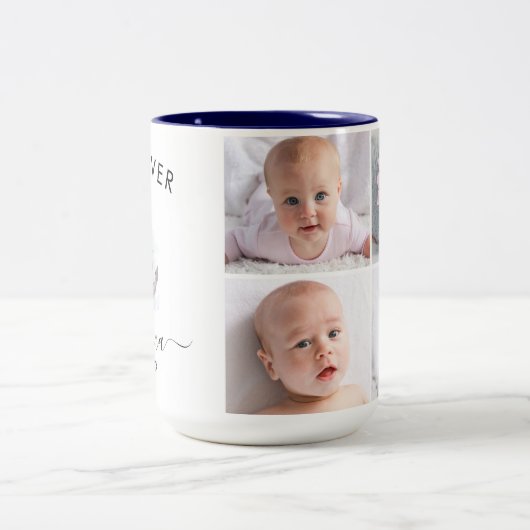 自分の4枚の写真を今まで最高のおばあちゃんに作成航海のする ツートーンマグカップ (中央)