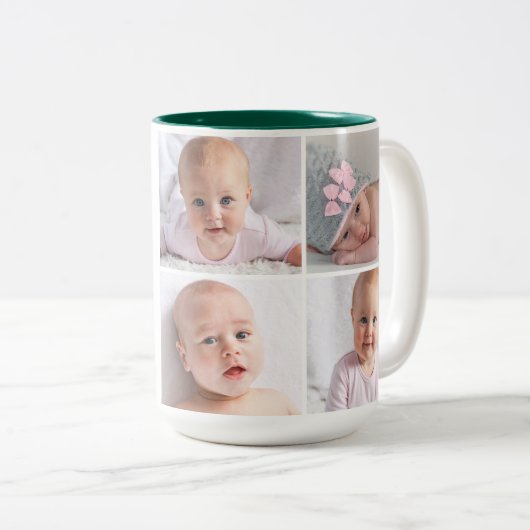 自分の4枚の写真を作成す最高のるおばあちゃんフローラ ツートーンマグカップ (正面右)