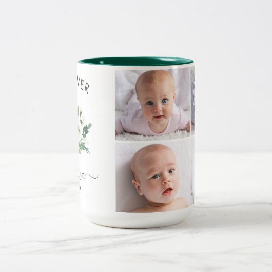 自分の4枚の写真を作成す最高のるおばあちゃんフローラ ツートーンマグカップ (中央)