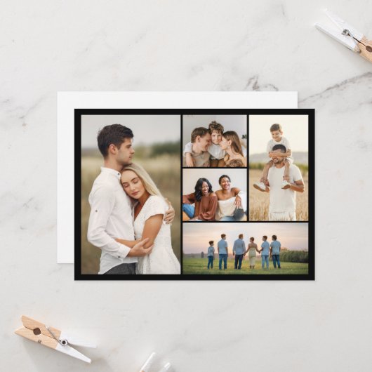 自分の5つのフォトコラージュの挨拶を作成する カード (正面/裏面インサイチュ)