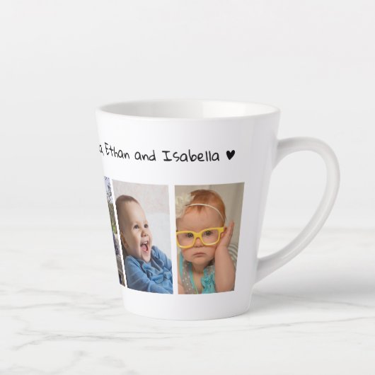 自分の5枚の写真を作成する私たちはあなたを愛ポップ・アートのする カフェラテマグ (右)