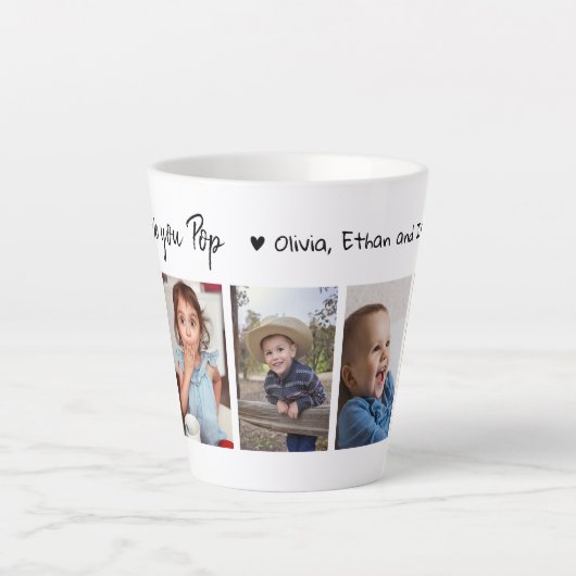 自分の5枚の写真を作成する私たちはあなたを愛ポップ・アートのする カフェラテマグ (正面)