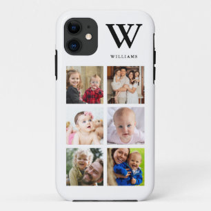 自分の6枚の写真のコラージュ名モノグラムのiの作成 iPhone 11 ケース