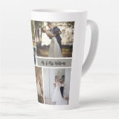 自分の7枚の写真のコラージュを結婚作成する カフェラテマグ (右アングル)