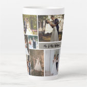 自分の7枚の写真のコラージュを結婚作成する カフェラテマグ (正面)