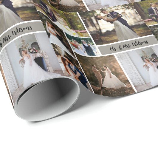 自分の7枚の写真のコラージュを結婚作成する ラッピングペーパー (ロールコーナー)