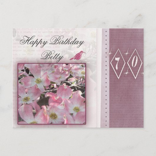 自分の70歳のパーソナライズされた誕生日を作成する ポストカード (正面)