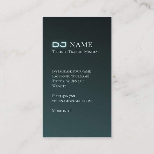 自分のDJ写真名刺 名刺 (裏面)