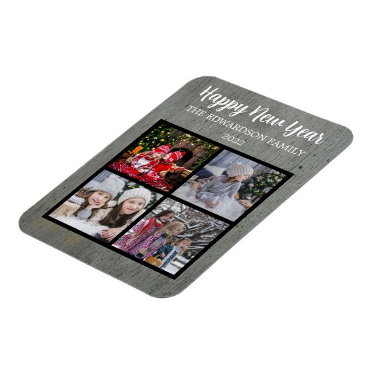 自分のHappy新年の家族の写真を作成する マグネット (左側)