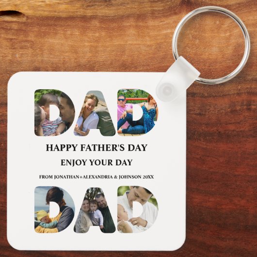 自分のHappy父親の日6写真コラージュを作成 キーホルダー (裏面)