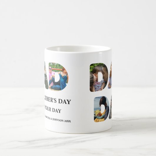自分のHappy父親の日6写真コラージュを作成 コーヒーマグカップ (中央)