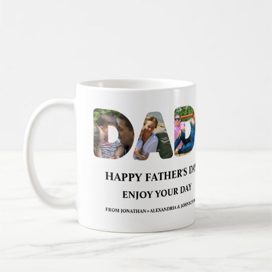 自分のHappy父親の日6写真コラージュを作成 コーヒーマグカップ (左)