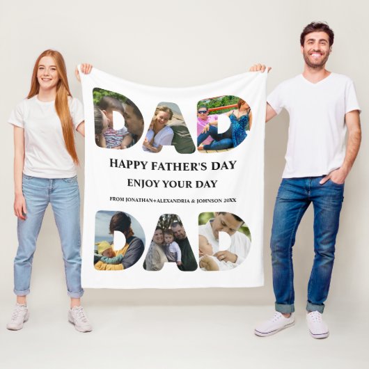 自分のHappy父親の日6写真コラージュを作成 フリースブランケット (インサイチュ)