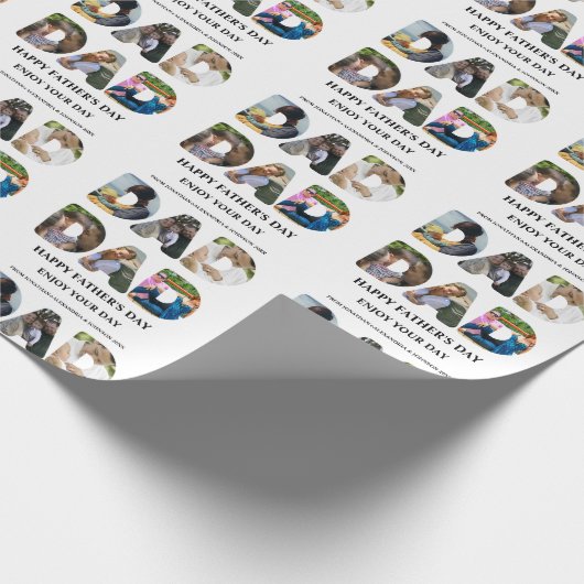 自分のHappy父親の日6写真コラージュを作成 ラッピングペーパー (角)