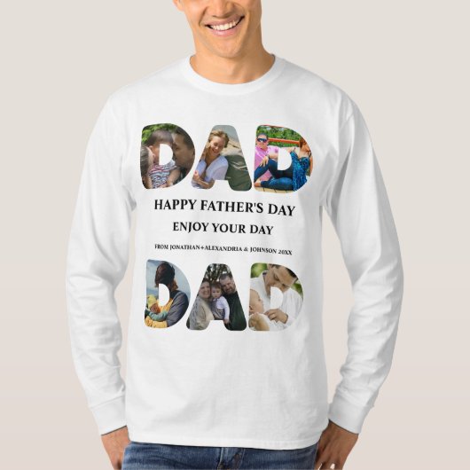 自分のHappy父親の日6写真コラージュを作成 Tシャツ (正面)