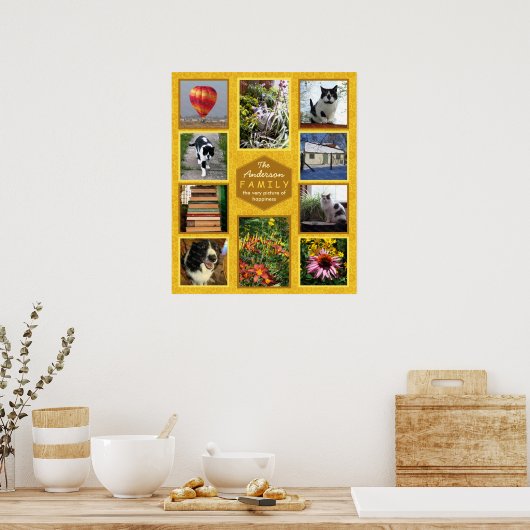 自分のInstagram写真を作成する家族の名前ハニー ポスター (キッチン)