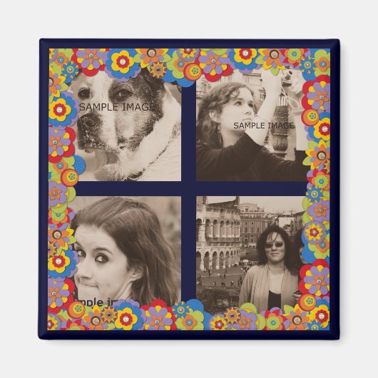 自分のInstagram写真を作成する花トリップ（幻覚体験）のような花 マグネット (正面)